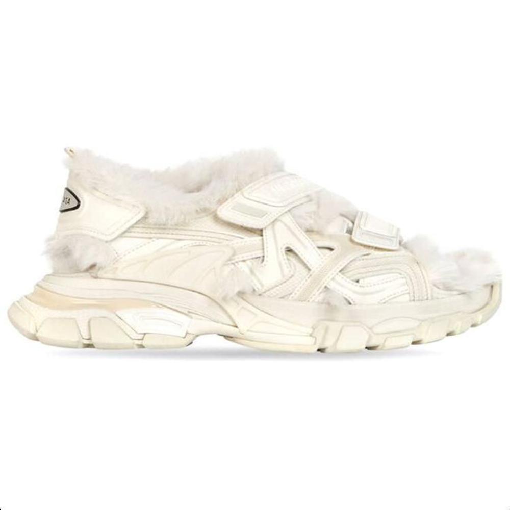 Balenciaga Track Sandal Fake Fur Beige Women"s