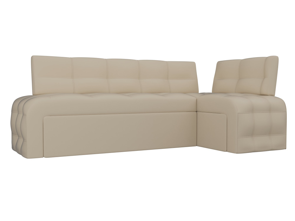 Диван кухонный угловой Люксор правый угол, Бежевый, Экокожа, 28592