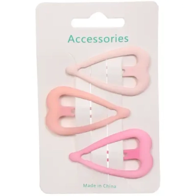 Зажимы для волос детские 3шт «ПУДРА», форма сердечко, цвет как на фото, 1*4см