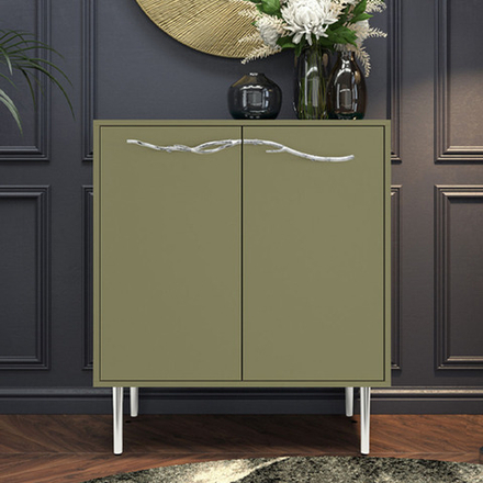 Комод Арт Колор matte Стайл Сильвер с 2 полками Зеленая олива матовый