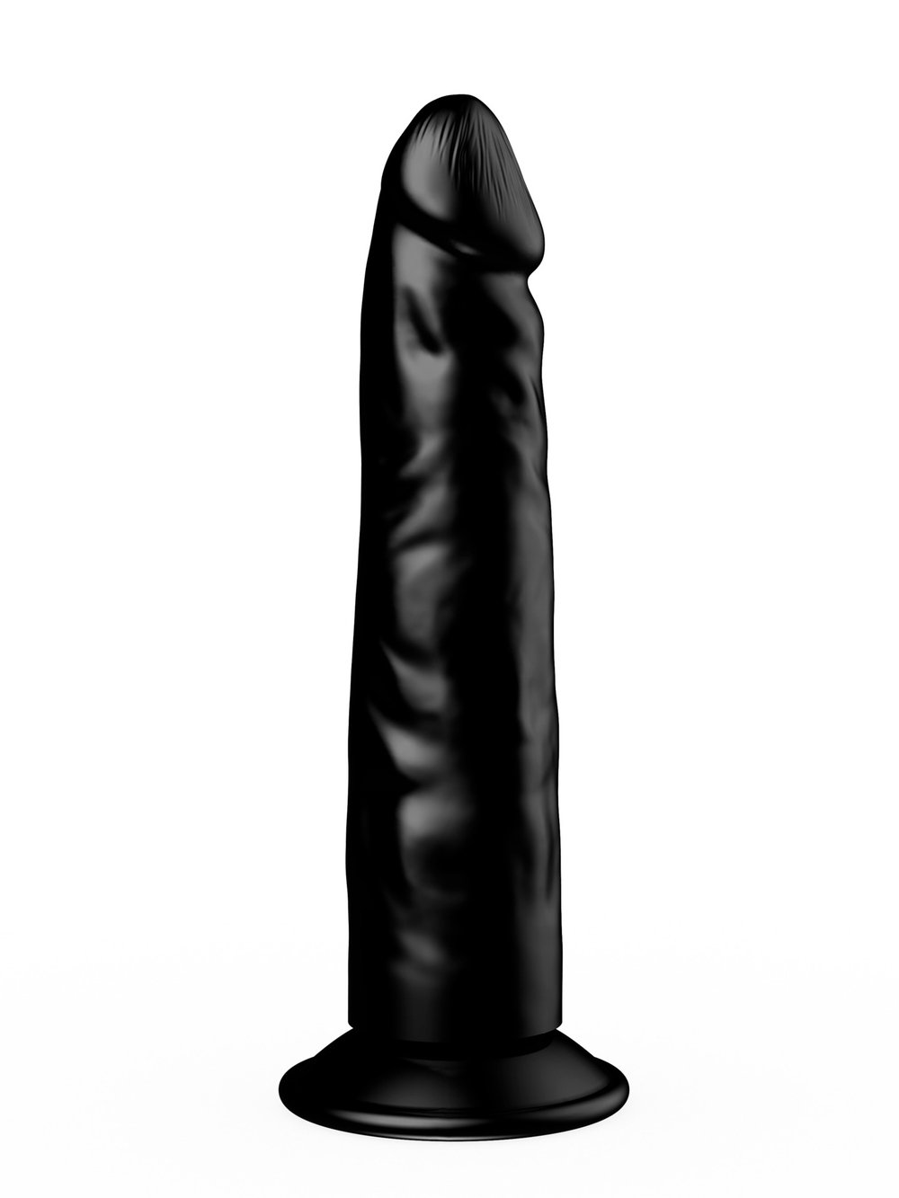 Рельефный чёрный фаллоимитатор на присоске - 16,5 см. (Цвет: черный)