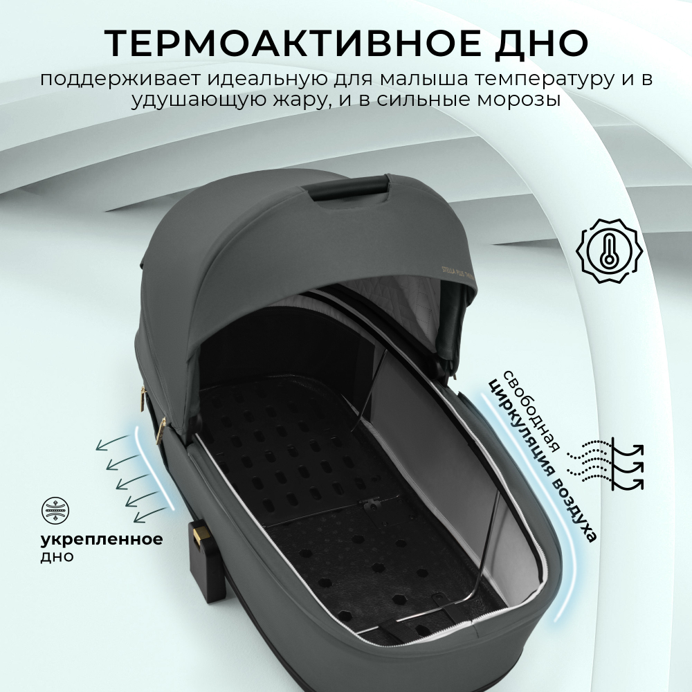 Коляска 2в1 Stella Plus Therma Dark Grey