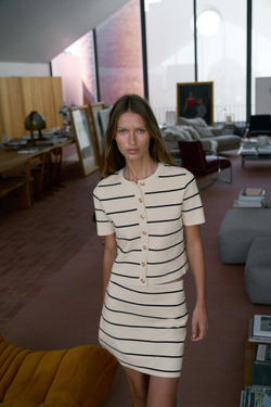 ZARA ТРИКОТАЖНАЯ МИНИ-ЮБКА В ПОЛОСКУ, В ПОЛОСКИ