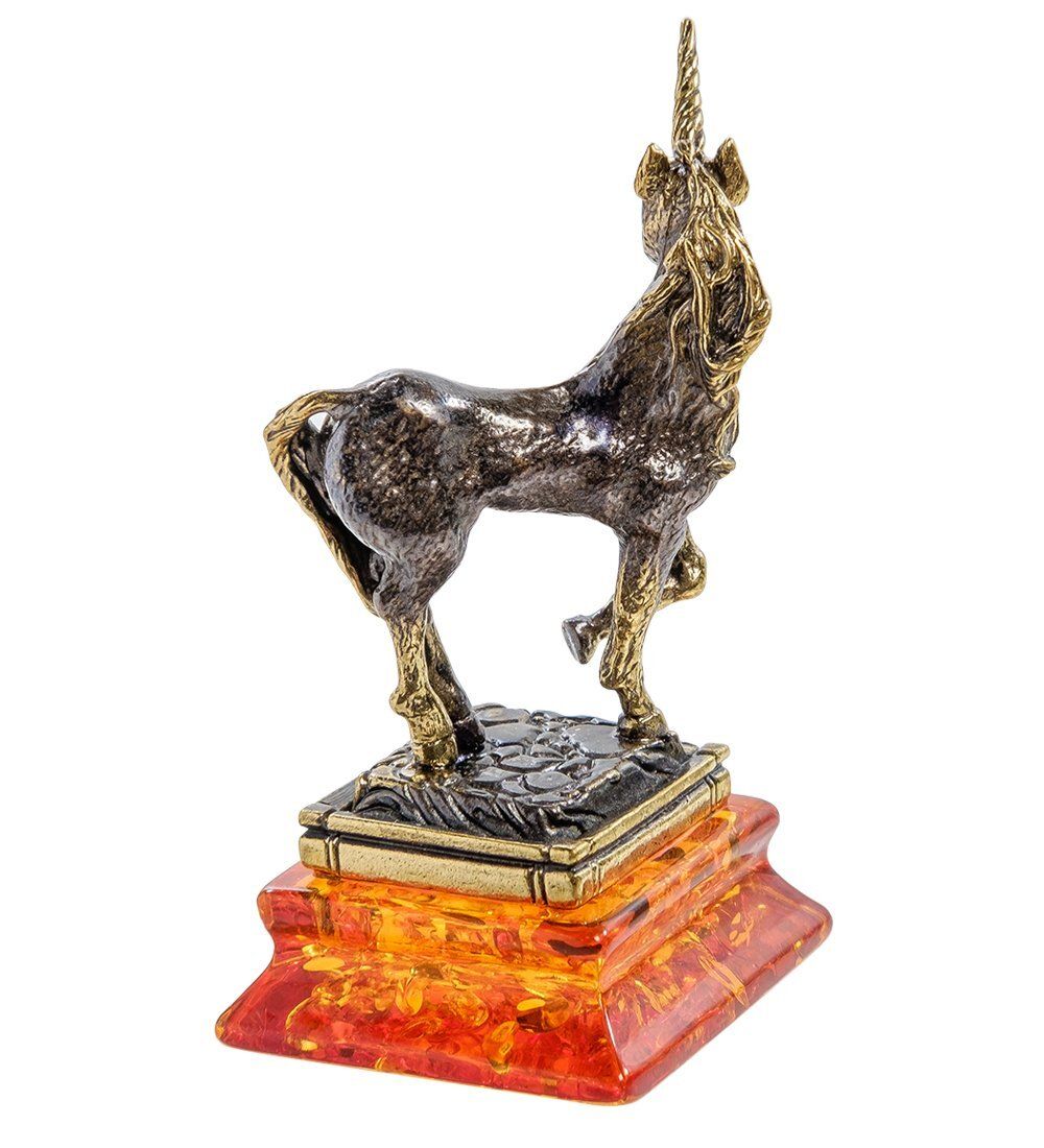 Народные промыслы AM-2141 Фигурка «Единорог» (латунь, янтарь)