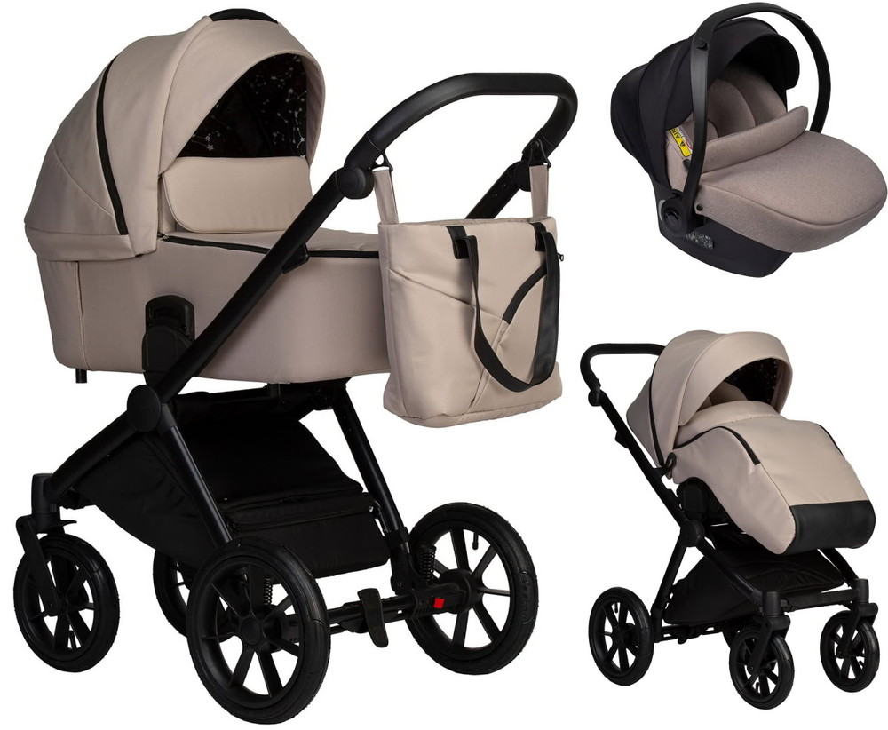 Детская коляска Indigo Solio 3 в 1 с автокреслом Avionaut Cosmo Beige So02 св.бежевый