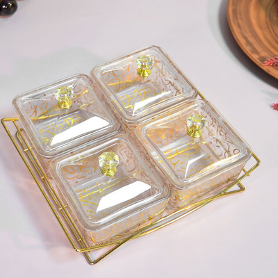 Менажница 4-х секционная 20*17,5*8,5см на металлической подставке, 9189