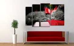 Модульная картина "Котенок с бантиком"