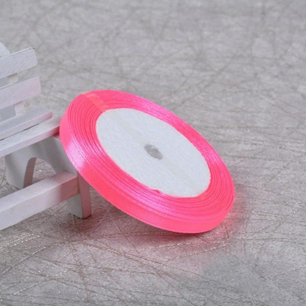 Лента атласная 6 мм (23 метра, цвет №5  ярко-розовый)