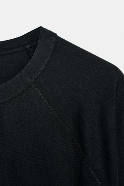 ZARA ФУТБОЛКА С РУКАВАМИ РЕГЛАН, ЧЕРНЫЙ