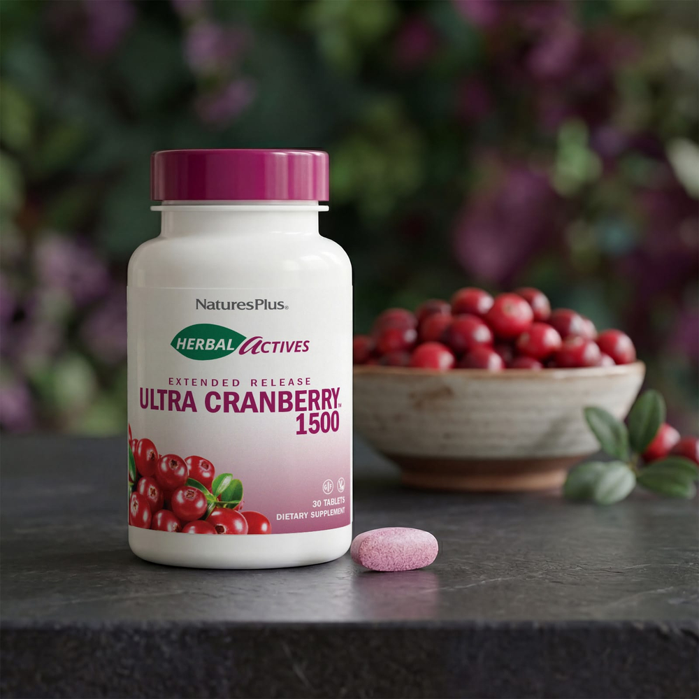 NaturesPlus, Herbal Actives, Ultra Cranberry 1500, 1500 мкг, 30 таблеток