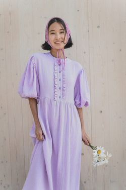 Косынка кроше из органического хлопка сиреневого цвета