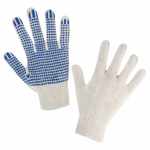 Перчатки хлопчатобумажные эконом, КОМПЛЕКТ 100 пар, 10 класс, 26-28 г, 83 текс, С ПВХ, LAIMA ЭКОНОМ, БЕЛЫЕ