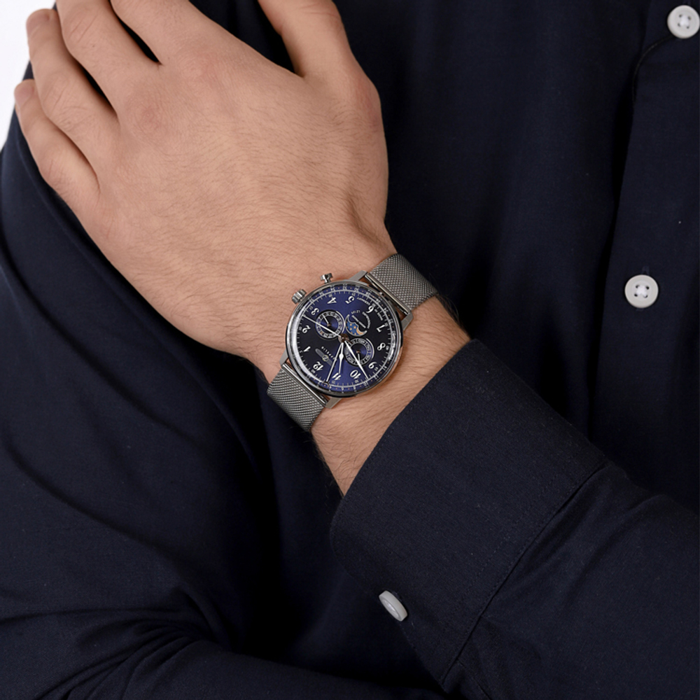 ZEPPELIN Quartz Movement 30m Water Resistance Men"s Watches Watch Blue Dial Stainless Steel Watch Case