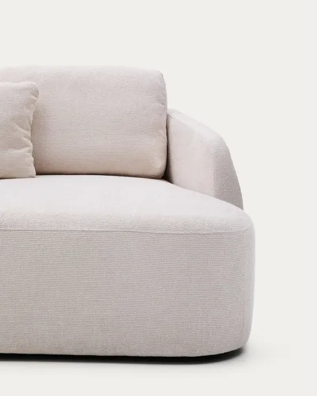 Трехместный диван-кровать Laira 246 см с правым шезлонгом, шенилл цвета экрю