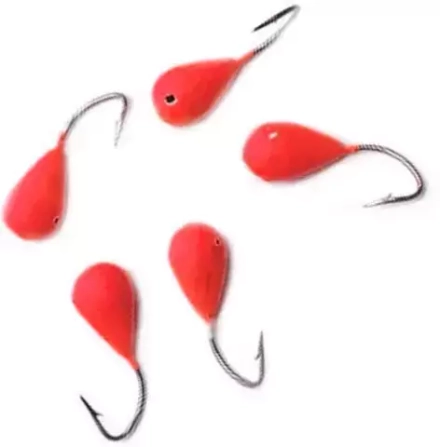 Мормышка вольфрамовая точеная Яман Капля с отверстием цвет красный размер 3 вес 0,60г