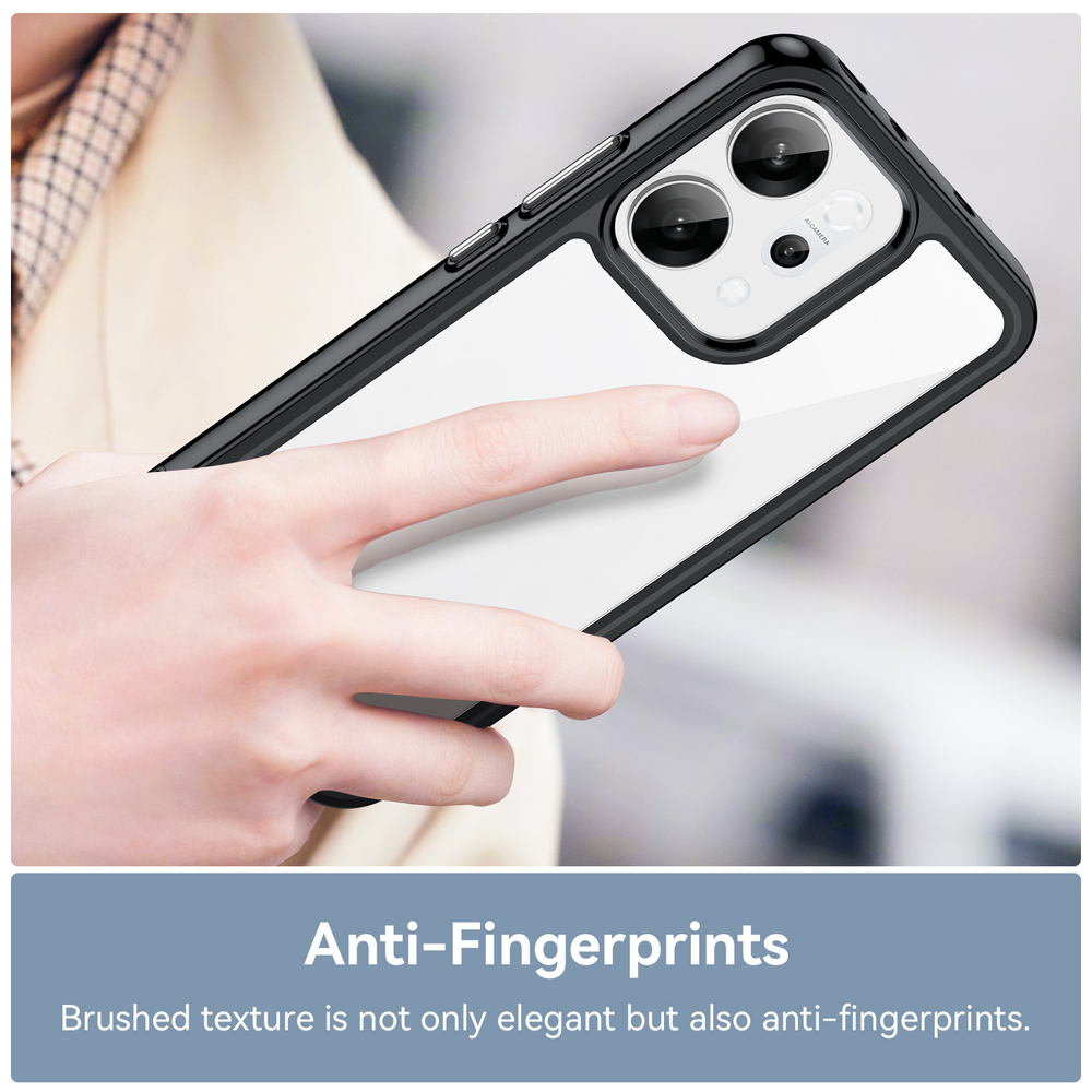 Противоударный чехол для OPPO Reno 14 Глобал и Reno 14F, усиленные прозрачные защитные рамки черного цвета