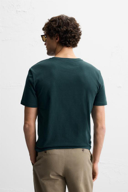 ZARA БАЗОВАЯ ФУТБОЛКА SLIM FIT, СИНЕ-ЗЕЛЕНЫЙ