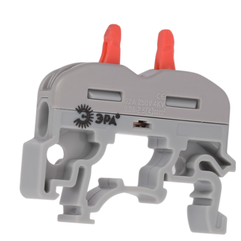 Клемма ЭРА NO-225-396 проходная на DIN-рейку 222-2411D с рычагами 1 полюс 0.08-2.5/4 мм2 (упаковка 10 шт.)