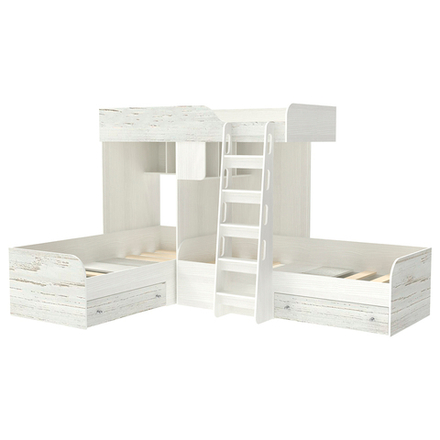 Кровать-чердак КарИВи Трио Белое Дерево Винтерберг