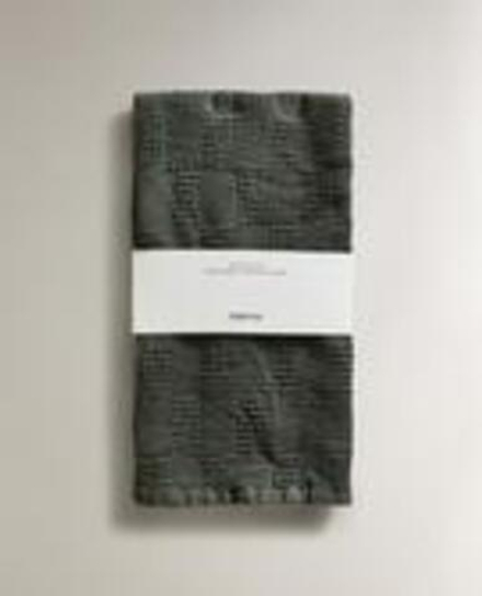 ZARA HOME ВАФЕЛЬНОЕ КУХОННОЕ ПОЛОТЕНЦЕ, ЗЕЛЕНЫЙ