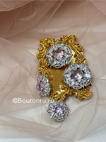 Пуговицы серебристые с горным хрусталем розовый камень