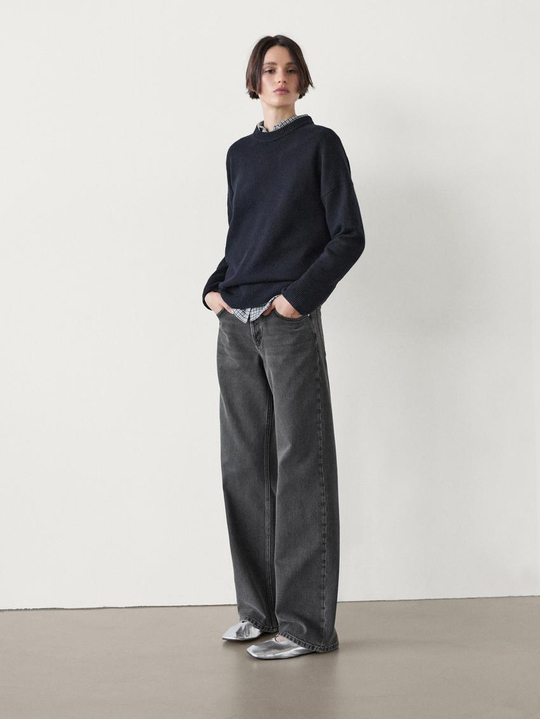 Massimo Dutti Свитер из смесовой шерсти, темно-синий