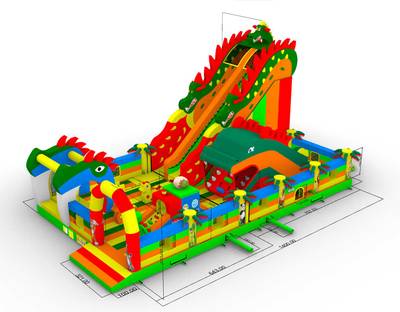 Коммерческий надувной батут «Змей Горыныч» с механизированной головой 14*8*7 м