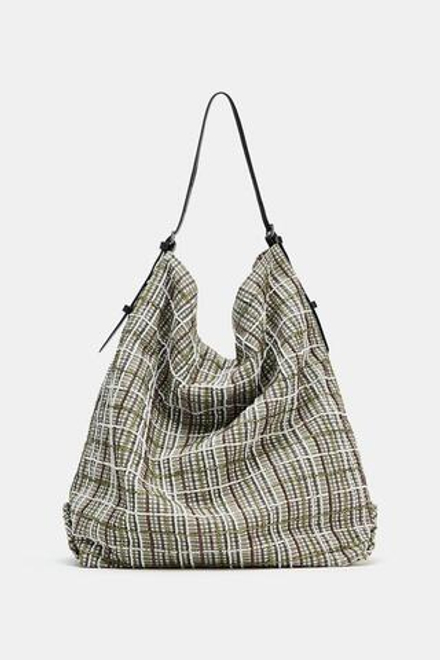 ZARA СУМКА-ТОУТ С БЛЕСТЯЩЕЙ АППЛИКАЦИЕЙ, ЗЕЛЕНЫЙ