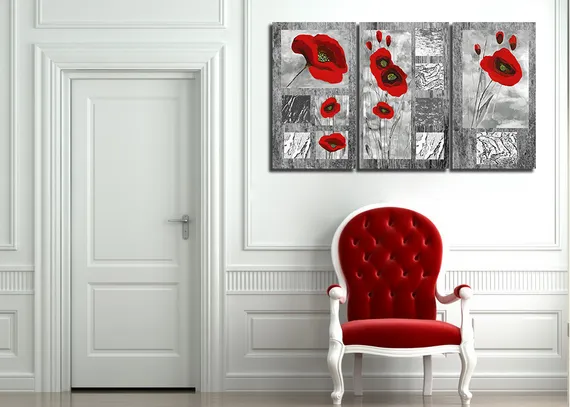 Модульная картина "Красный мак"