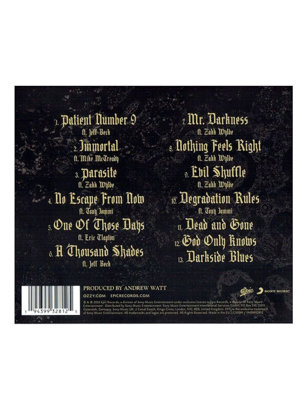 Ozzy Osbourne. Patient Number 9 (CD) Оззи Осборн. Пациент номер 9