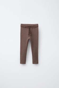 ZARA ЛЕГИНСЫ С КРУЖЕВОМ, ШОКОЛАДНЫЙ