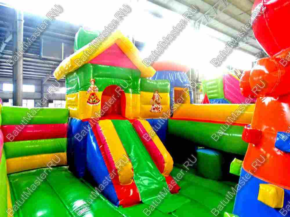 Детский надувной батут-горка "Маша и медведи" 16*10 м