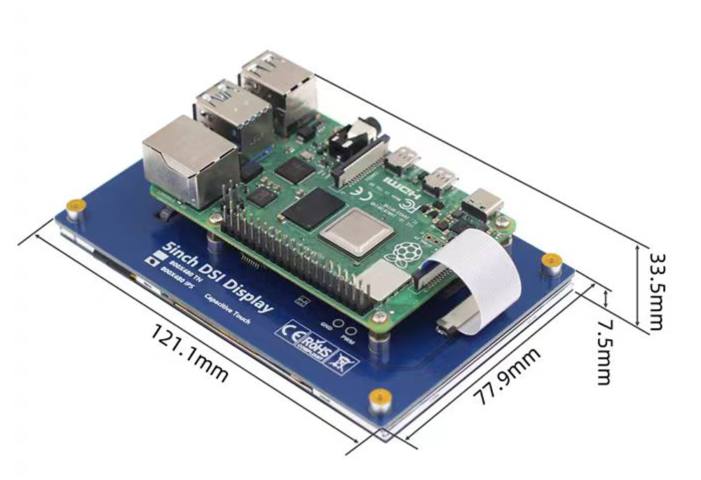 5-дюймовый сенсорный экран с ножками Raspberry Pi и Orange Pi, IPS дисплей