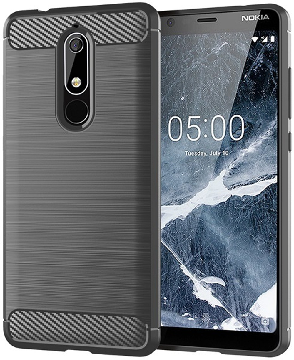 Чехол на Nokia 5.1 цвет Gray (серый), серия Carbon от Caseport