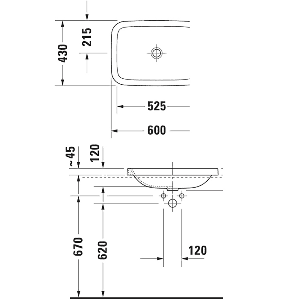 Раковина Duravit DuraStyle 372600000 встраиваемая 60 см, цвет белый