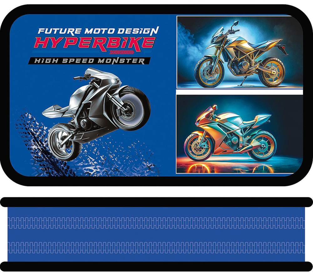 Пенал 2 секц. большой тканевый торец 190/105 "Hyperbike 2025" (Пчелка)