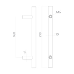 Ручка-рейлинг мебельная MB-H-005-160 мм BL черный