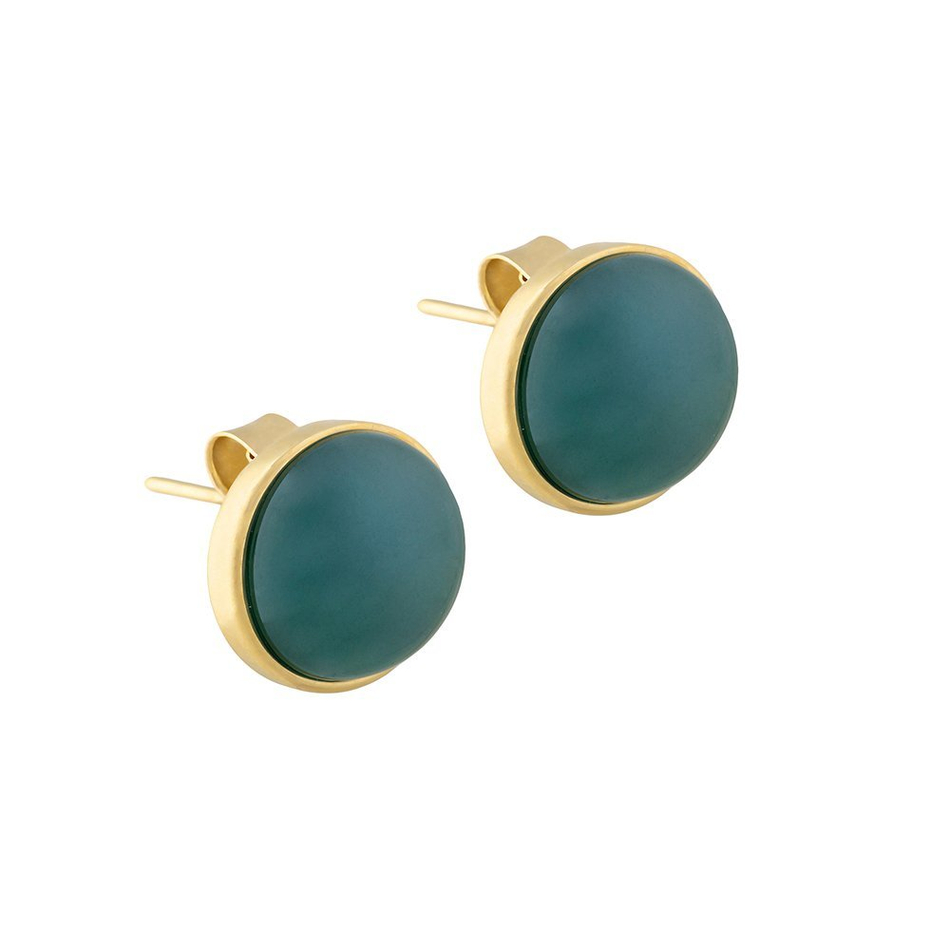 Серьги пусеты Possebon Pearl Green Agate A1992.17 G/G