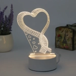 Светильник ночник «3D-HEART» на пластиковой подставке, с включателем USB