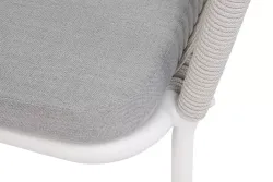 "Марсель" стул плетеный из роупа, каркас алюминий белый муар, роуп светло-серый меланж круглый tex, ткань светло-серая