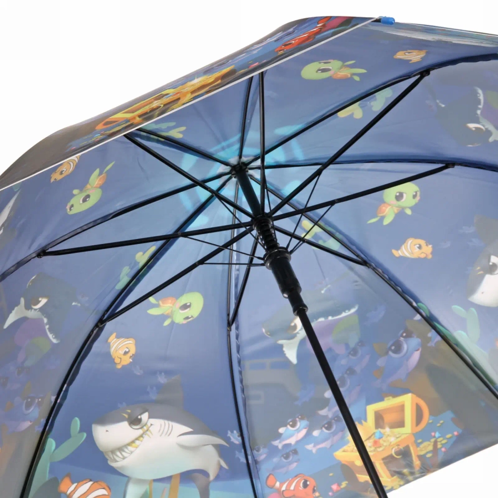 Зонт детский полуавтомат «Ultramarine - Морские жители», 8 спиц, d-100см, длина в слож. виде 65см