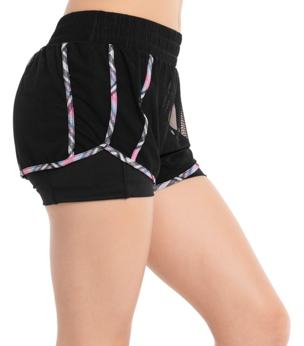 Женские Шорты теннисные Lucky in Love Prep It Up Borderline Mesh Short - черный