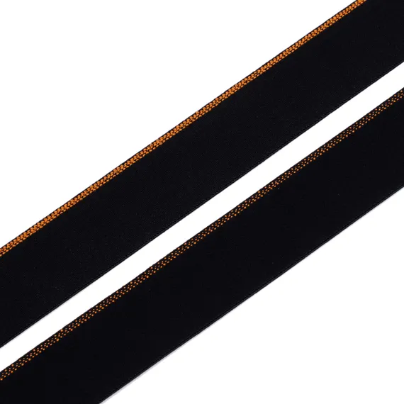 Резинка широкая, черная/ оранжевая полоса 35 мм, Германия