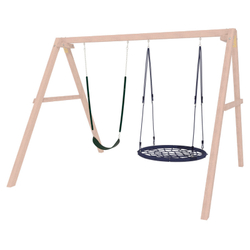 Деревянные неокрашенные качели с качелями гнездо 100 см и гибкими качелями