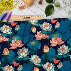 Ткань премиум сатин ночные лилии