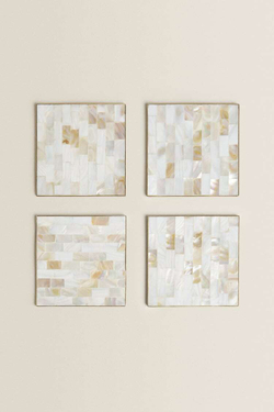 ZARA HOME ПОДСТАВКИ ИЗ ПЕРЛАМУТРА (УПАКОВКА ПО 4 ШТУКИ, ЗОЛОТИСТЫЙ