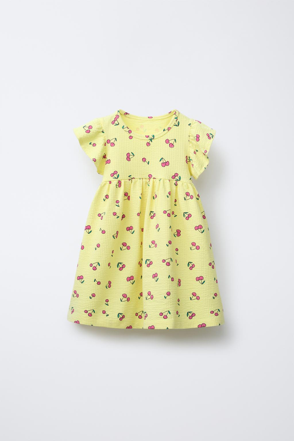 ZARA ПЛАТЬЕ ИЗ РЕЛЬЕФНОЙ ТКАНИ С ПРИНТОМ, ЖЕЛТЫЙ