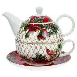 GAEM Чайник с чашкой и блюдцем "Зимнее волшебство", 300 мл, L16,5 W16,5 H14 см