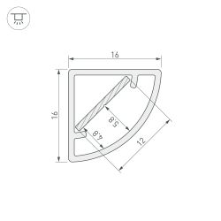 Профиль WPH-KANT-H16-2000 OPAL (Arlight, Пластик) 023166