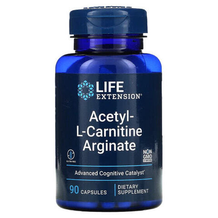 Аминокислоты Life Extension, ацетил-L-карнитин аргинат, 90 вегетарианских капсул